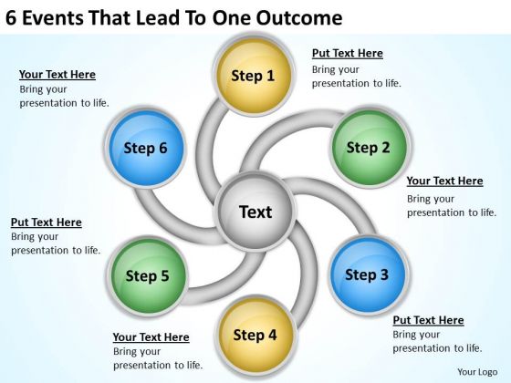 6 Events That Lead To One Outcome Business Plan Template PowerPoint Templates