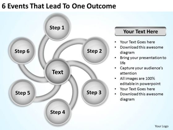 6 Events That Lead To One Outcome Nonprofit Business Plan Template PowerPoint Templates