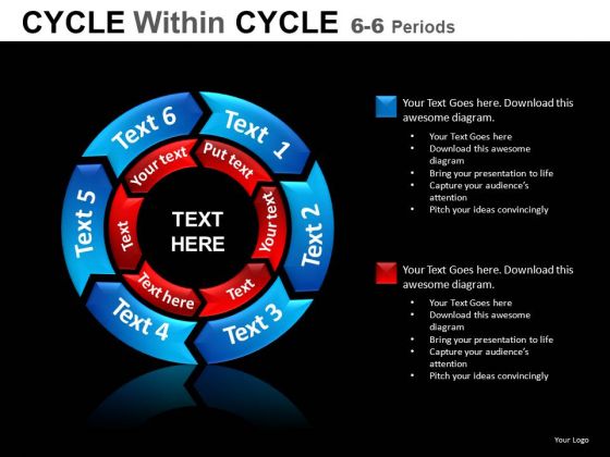 6 Stage 2 Layers PowerPoint Circle Chart Slides