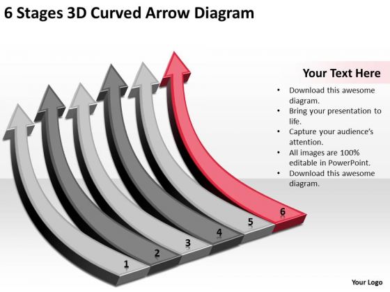 6 Stages 3d Curved Arrow Diagram Ppt Home Health Care Business Plan PowerPoint Templates