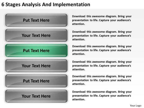6 Stages Analysis And Implementation Business Plan PowerPoint Slides