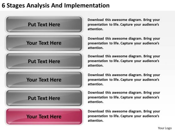 6 Stages Analysis And Implementation Model Business Plans PowerPoint Templates