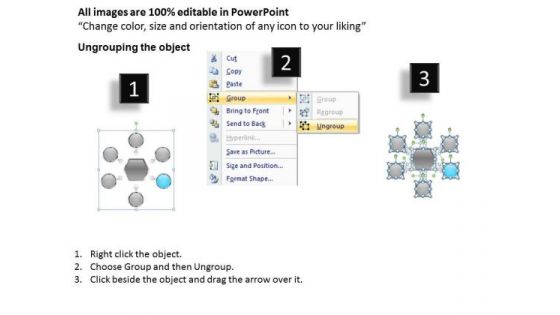 6 Stages Hub And Spoke Operation Diagram Write Business Plan PowerPoint Templates