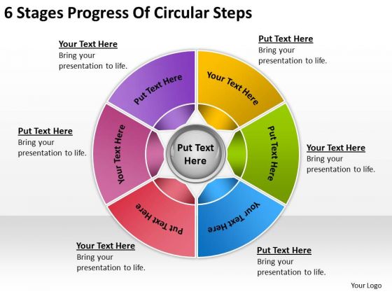 6 Stages Progress Of Circular Steps Business Plan PowerPoint Templates
