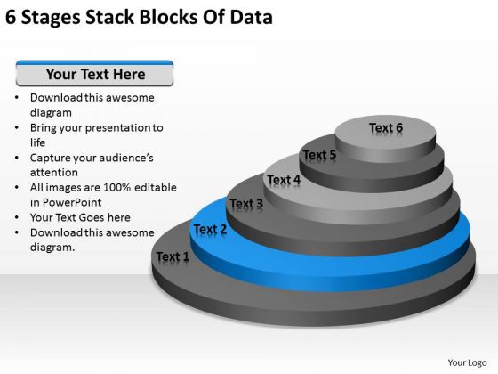 6 Stages Stack Blocks Of Data Construction Business Plan PowerPoint Templates