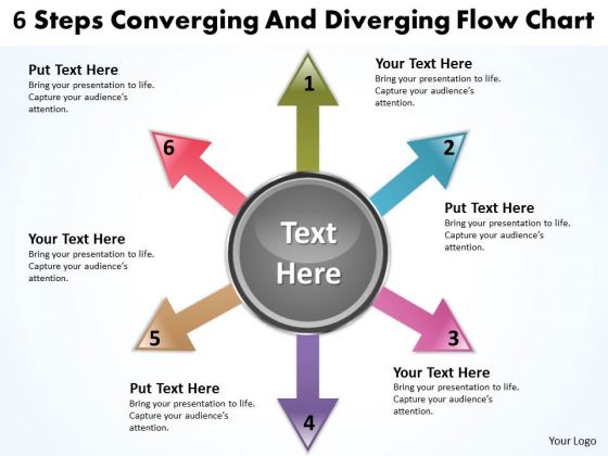 6 Steps Converging And Diverging Flow Chart Relative Cycle Arrow PowerPoint Slides