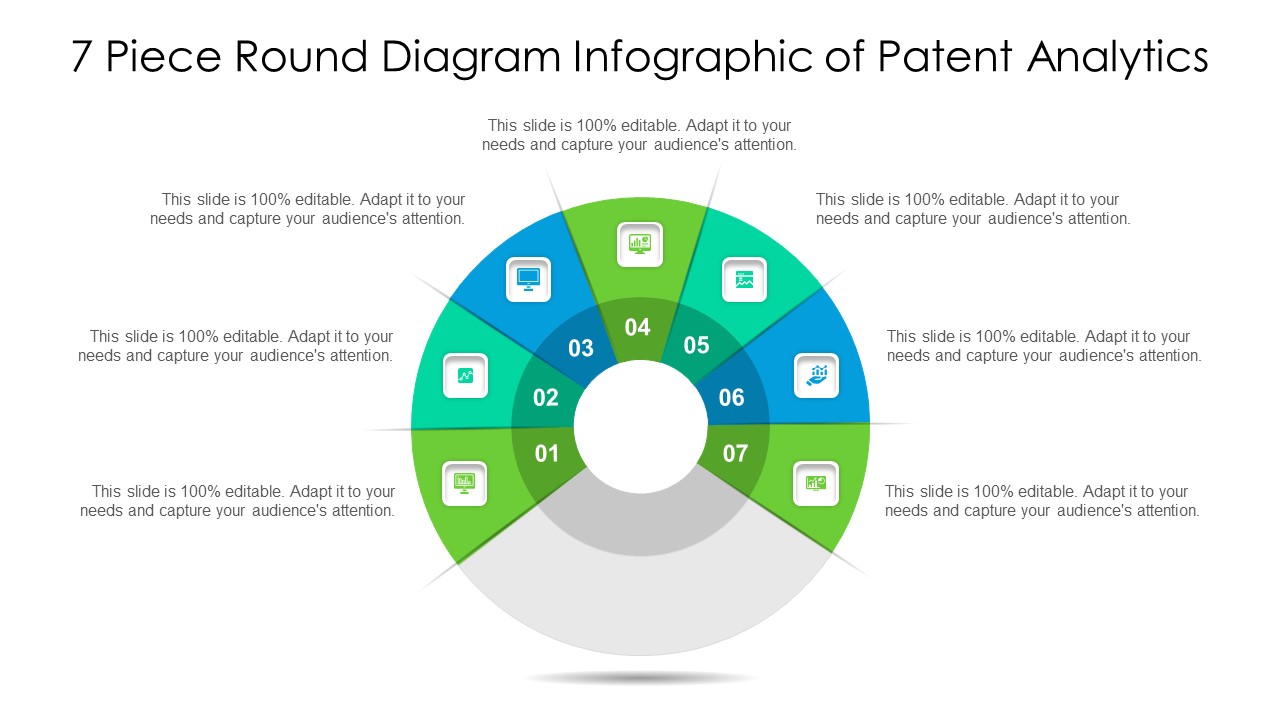 7 Piece Round Diagram Infographic Of Patent Analytics Ppt PowerPoint Presentation File Samples PDF