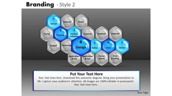 7 Stages Branding Process PowerPoint Slides Hexagon Ppt Templates