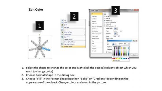 7 Stages Diverging Arrows Schematic Diagram Ppt Charts And Networks PowerPoint Slide