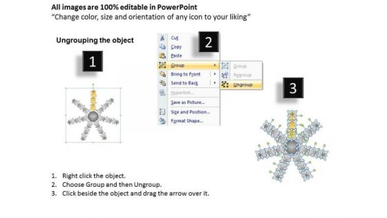 7 Stages Diverging Arrows Schematic Diagram Ppt Charts And Networks PowerPoint Slides