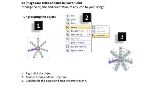 7 Stages Diverging Arrows Schematic Diagram Ppt Software PowerPoint Slides