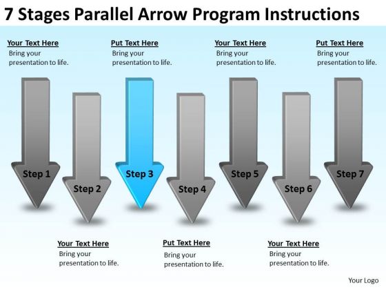7 Stages Parallel Arrow Program Instructions Business Plan Generator PowerPoint Templates