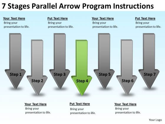 7 Stages Parallel Arrow Program Instructions Starting Business PowerPoint Slides
