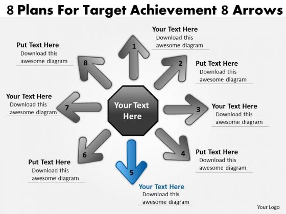 8 Plans For Target Achievement Arrows Cycle Process PowerPoint Slides