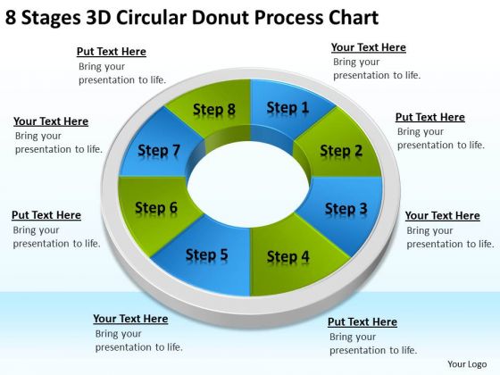 8 Stages 3d Circular Donut Process Chart How To Right Business Plan PowerPoint Templates