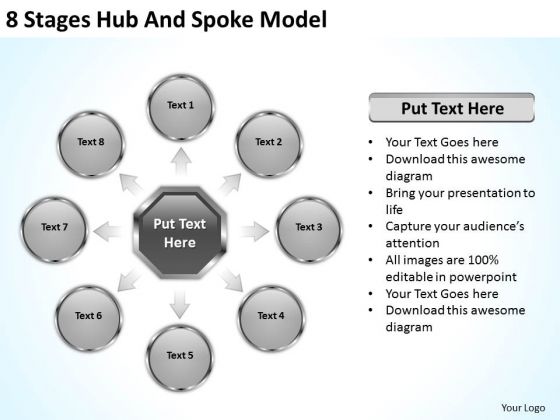 8 Stages Hub And Spoke Model Business Plan PowerPoint Templates