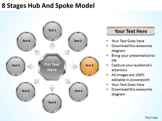 8 Stages Hub And Spoke Model Ppt Business Plan PowerPoint Templates