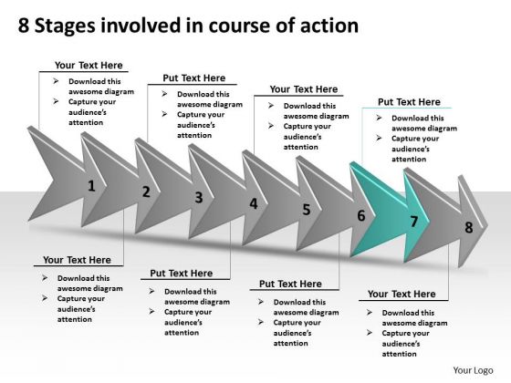 8 Stages Involved Course Of Action Free Schematic PowerPoint Templates