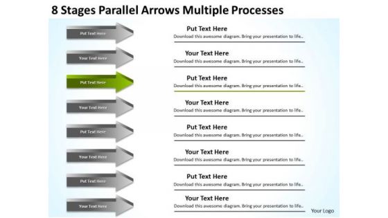 8 Stages Parallel Arrows Multiple Processes Trucking Business Plan PowerPoint Templates