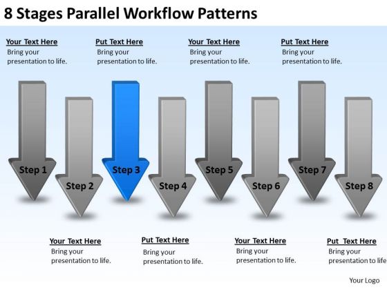 8 Stages Parallel Workflow Patterns Building Business Plan PowerPoint Slides
