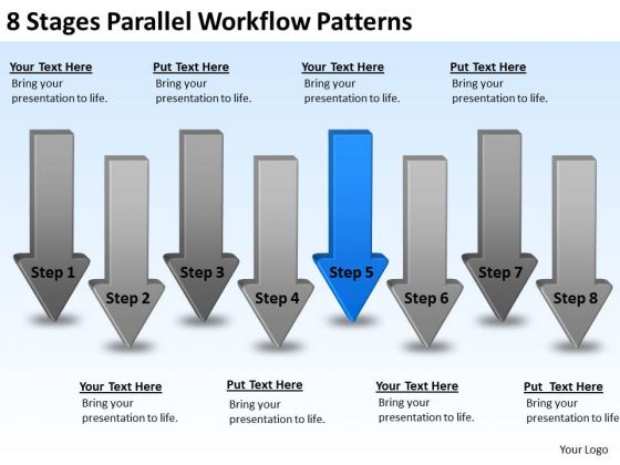 8 Stages Parallel Workflow Patterns Creating Small Business Plan PowerPoint Templates