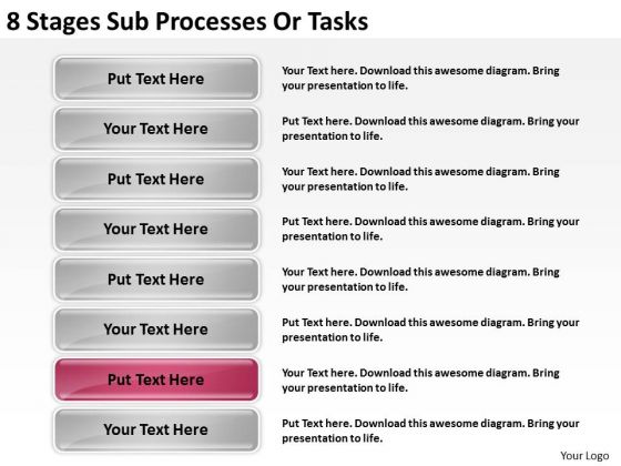 8 Stages Sub Processes Or Tasks Ppt Business Plan PowerPoint Templates