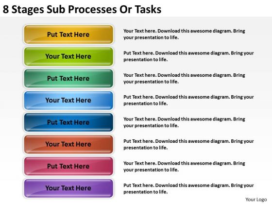8 Stages Sub Processes Startup Business Plan Example PowerPoint Templates