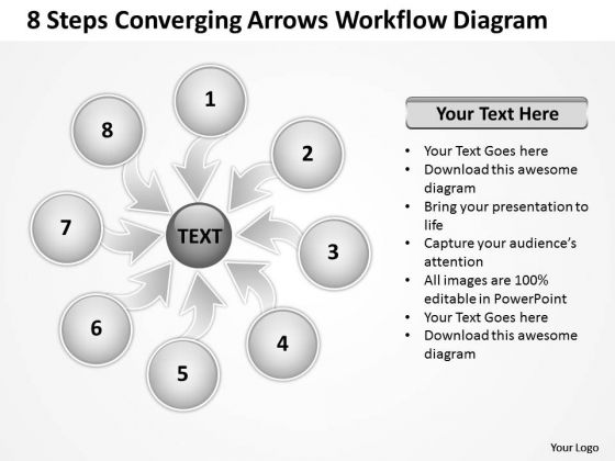 8 Steps Converging Arrows Workflow Diagram Circular Layout Process PowerPoint Templates