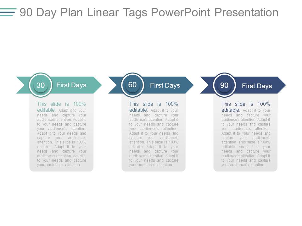 90 Day Plan Linear Tags Powerpoint Presentation