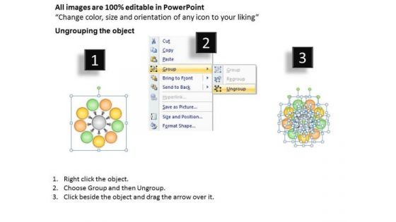 9 Steps Diverging Concepts Leading To One Issue Circular Flow Network PowerPoint Slides