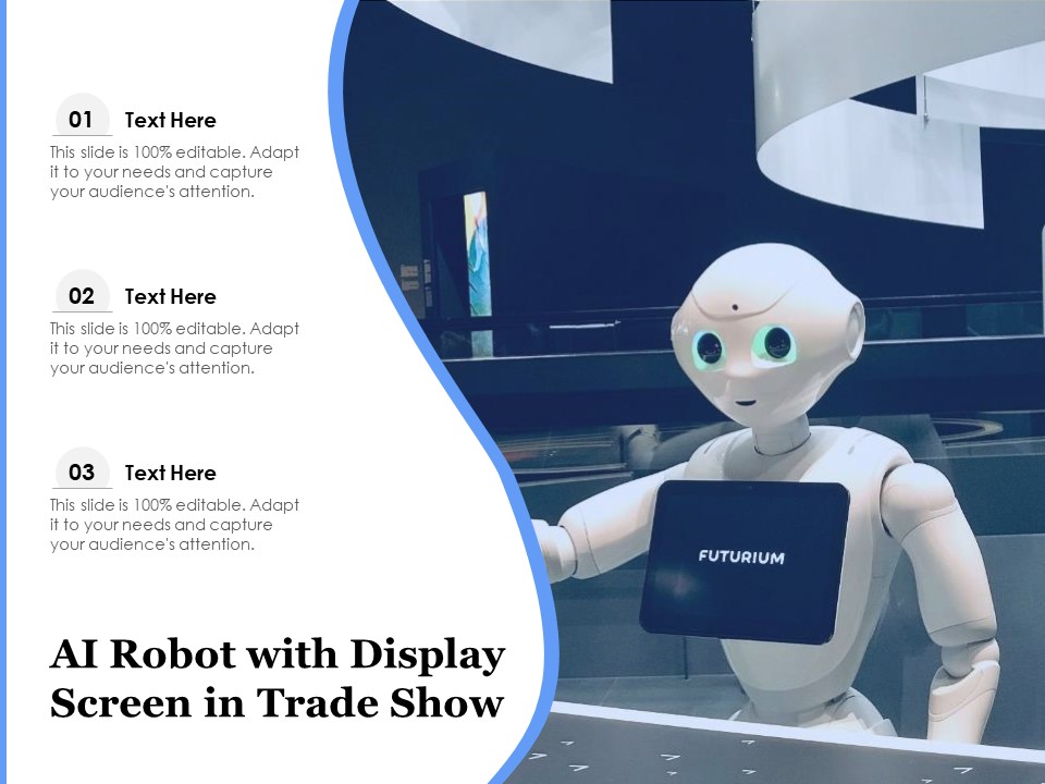 AI Robot With Display Screen In Trade Show Ppt PowerPoint Presentation Layouts Topics PDF
