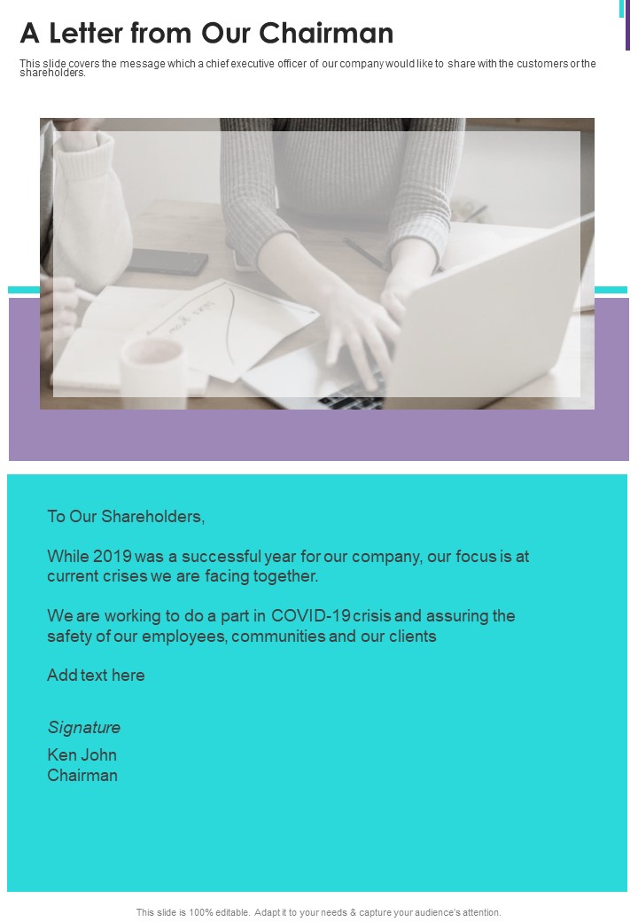 A Letter From Our Chairman One Pager Documents