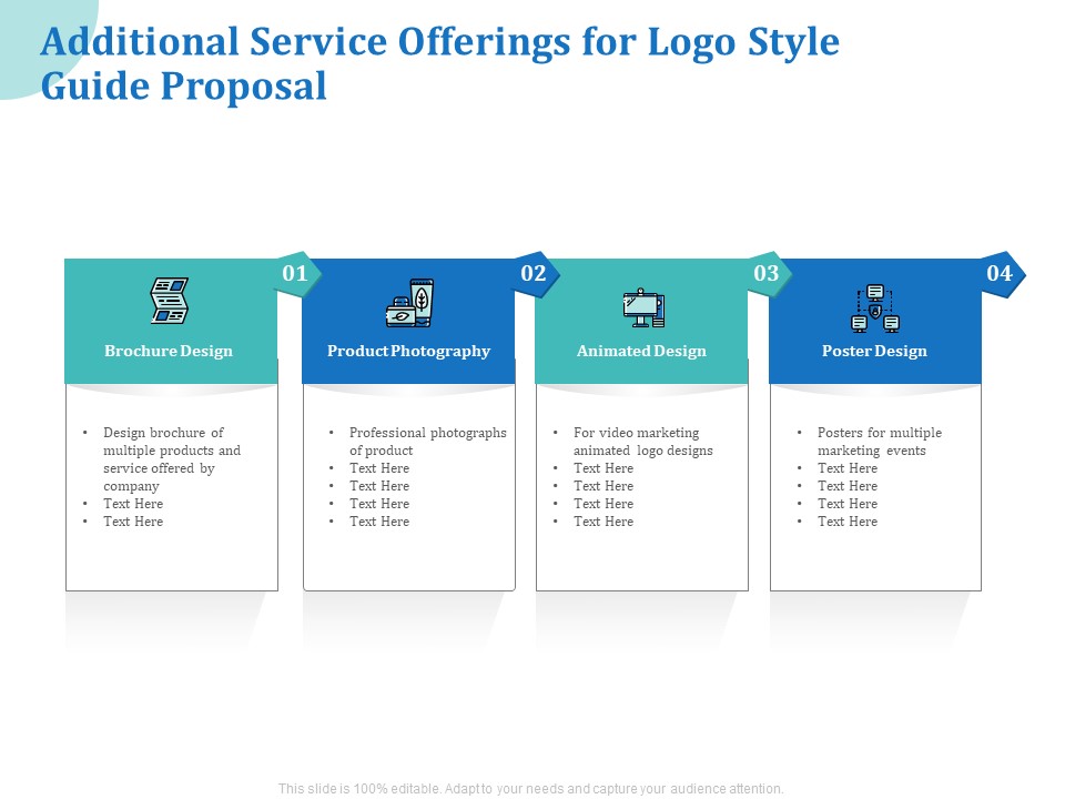 A Step By Step Guide To Creating Brand Guidelines Additional Service Offerings For Logo Style Guide Proposal Topics PDF