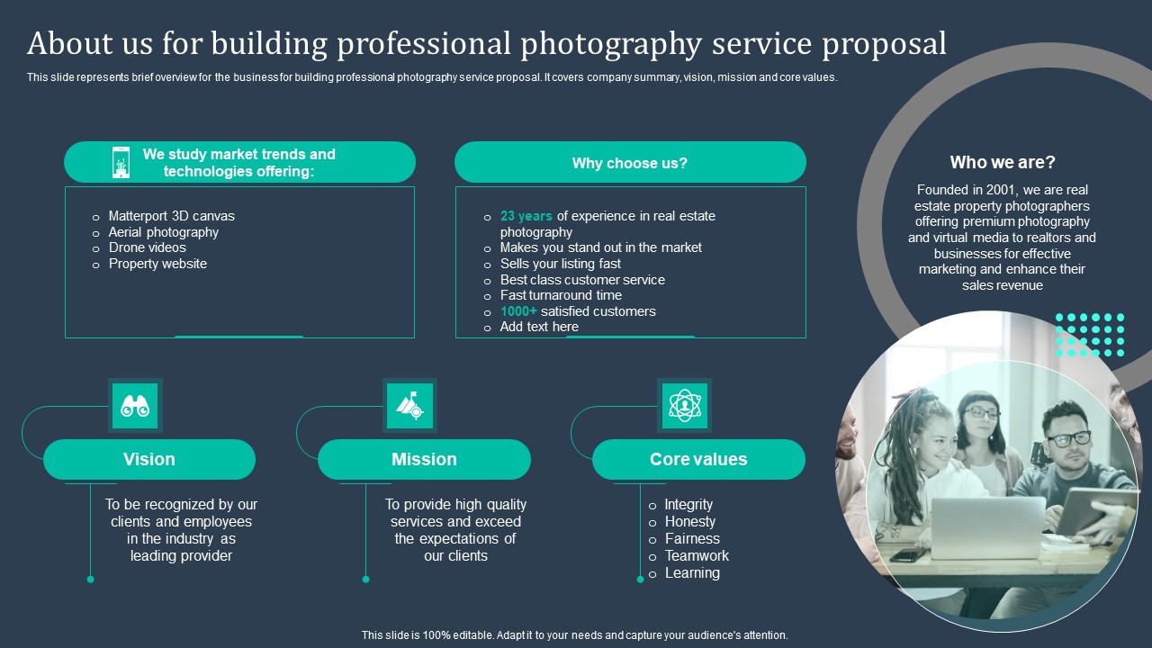 About Us For Building Professional Photography Service Proposal Introduction PDF