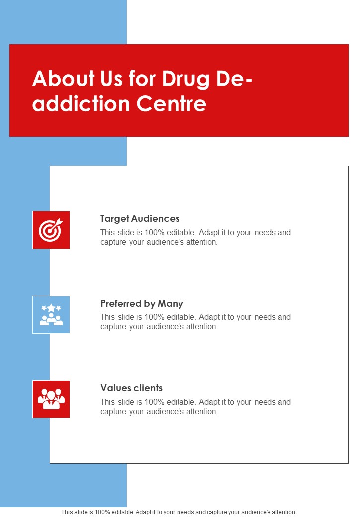 About Us For Drug De Addiction Centre Target One Pager Sample Example Document