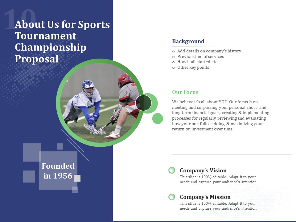 About Us For Sports Tournament Championship Proposal Ppt Professional Deck PDF