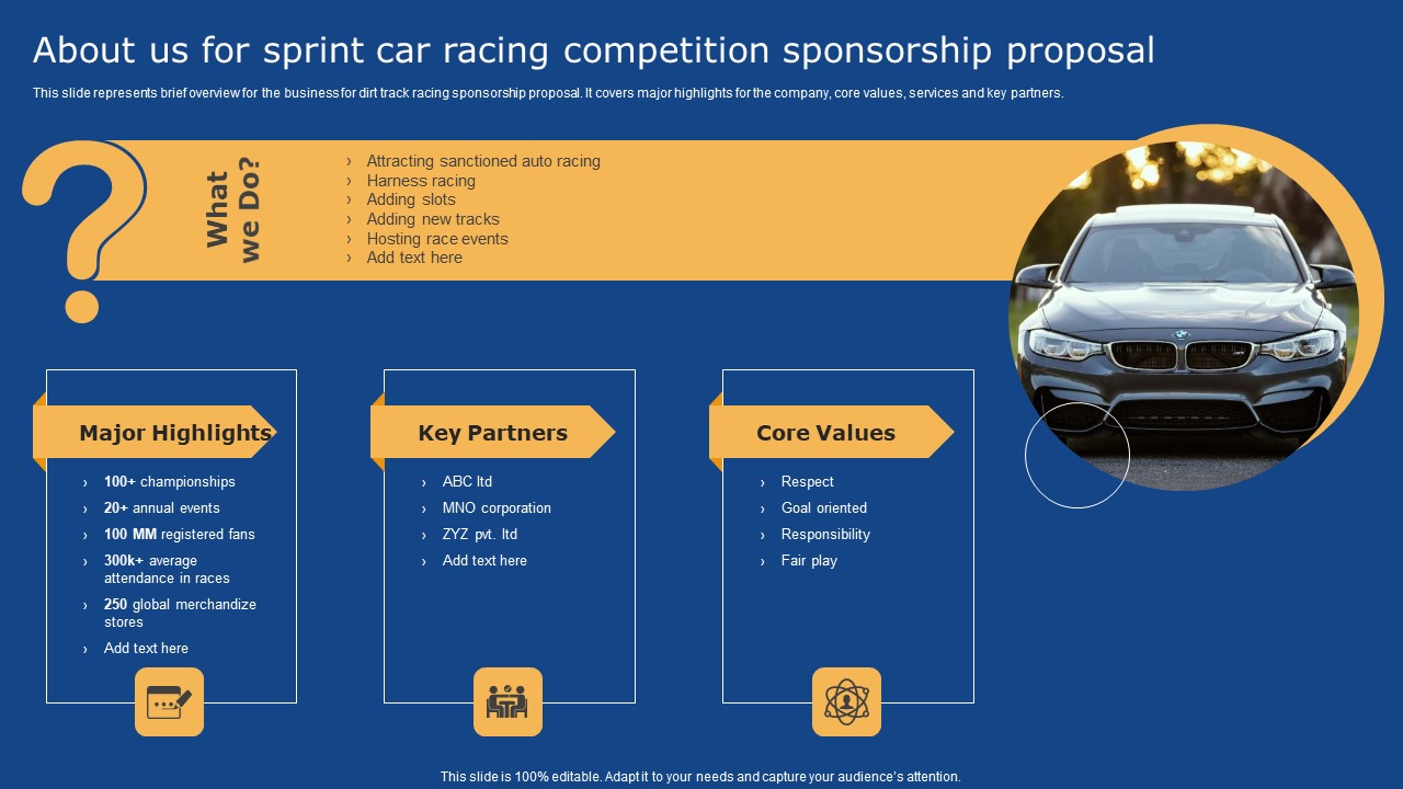About Us For Sprint Car Racing Competition Sponsorship Proposal Sample PDF