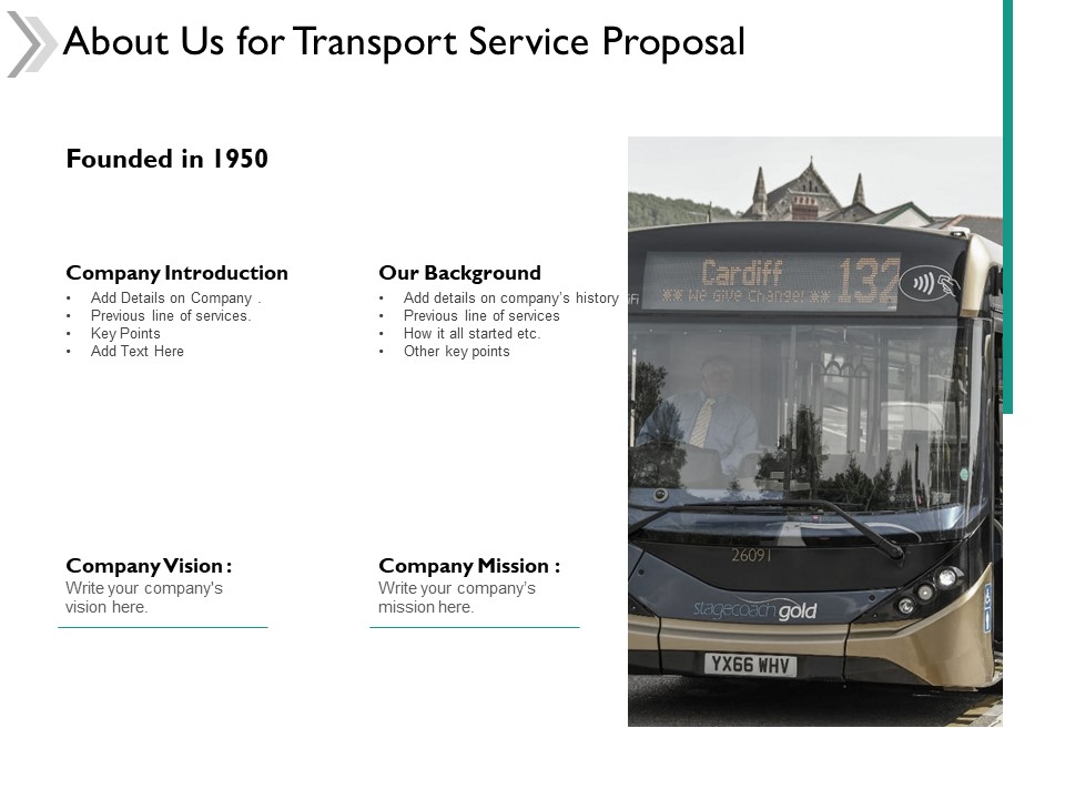 About Us For Transport Service Proposal Ppt Powerpoint Presentation Infographics Gridlines