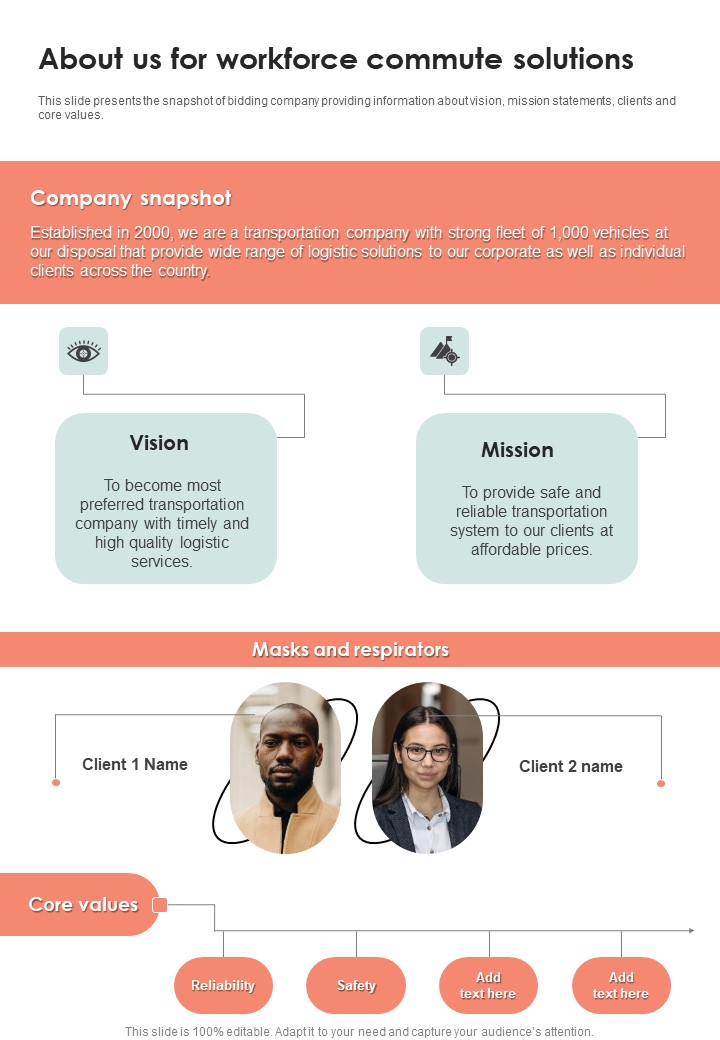 About Us For Workforce Commute Solutions One Pager Sample Example Document