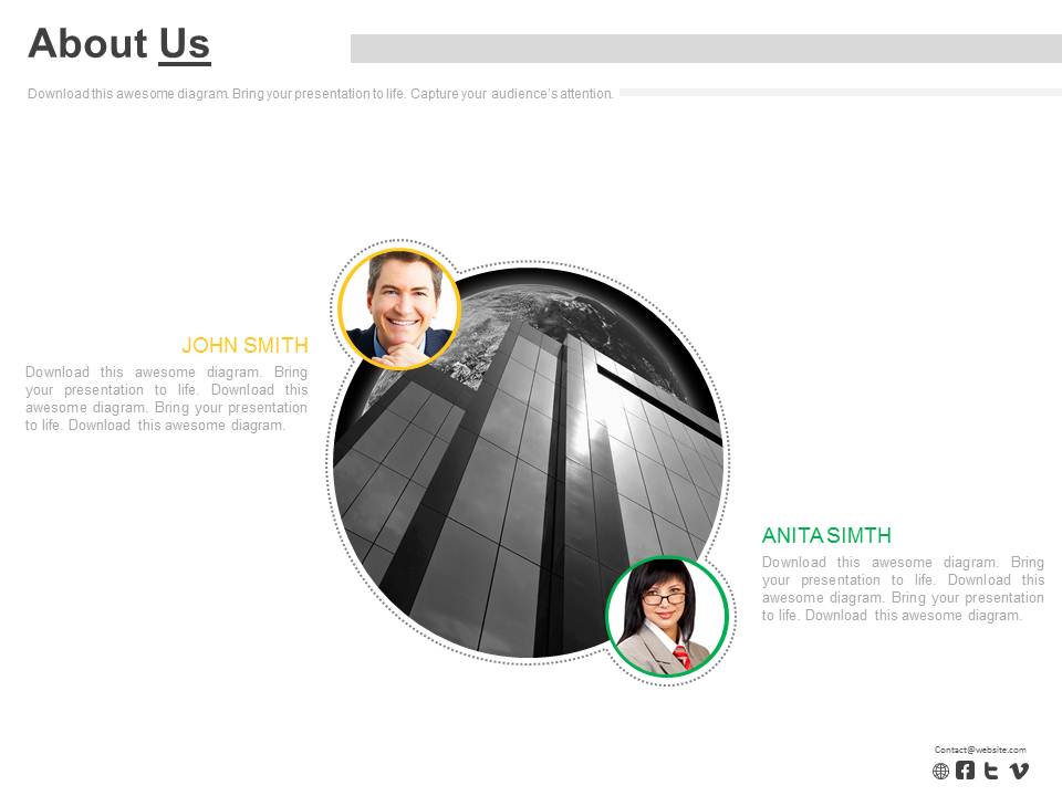 About Us Page For Company Profile Information Powerpoint Slides