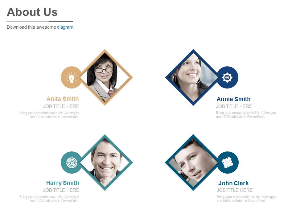 About Us Slide For Teamwork Strategy Powerpoint Slides