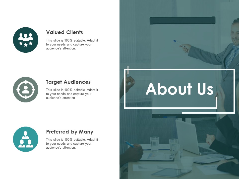 About Us Valued Clients Target Audiences Ppt PowerPoint Presentation Summary Information