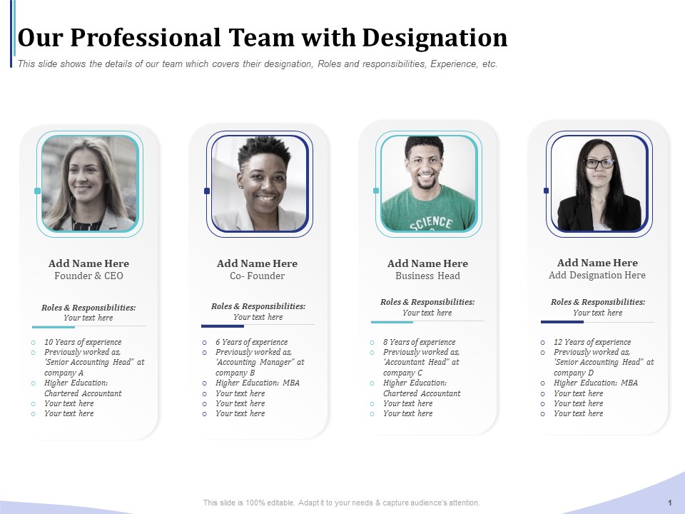 Accounting Bookkeeping Services Our Professional Team With Designation Summary PDF