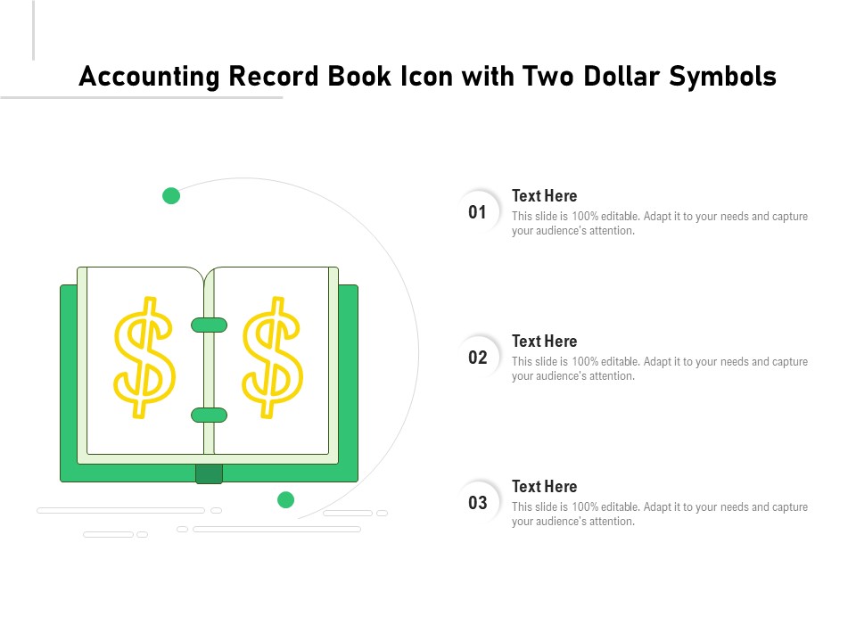Accounting Record Book Icon With Two Dollar Symbols Ppt PowerPoint Presentation Show Outfit PDF