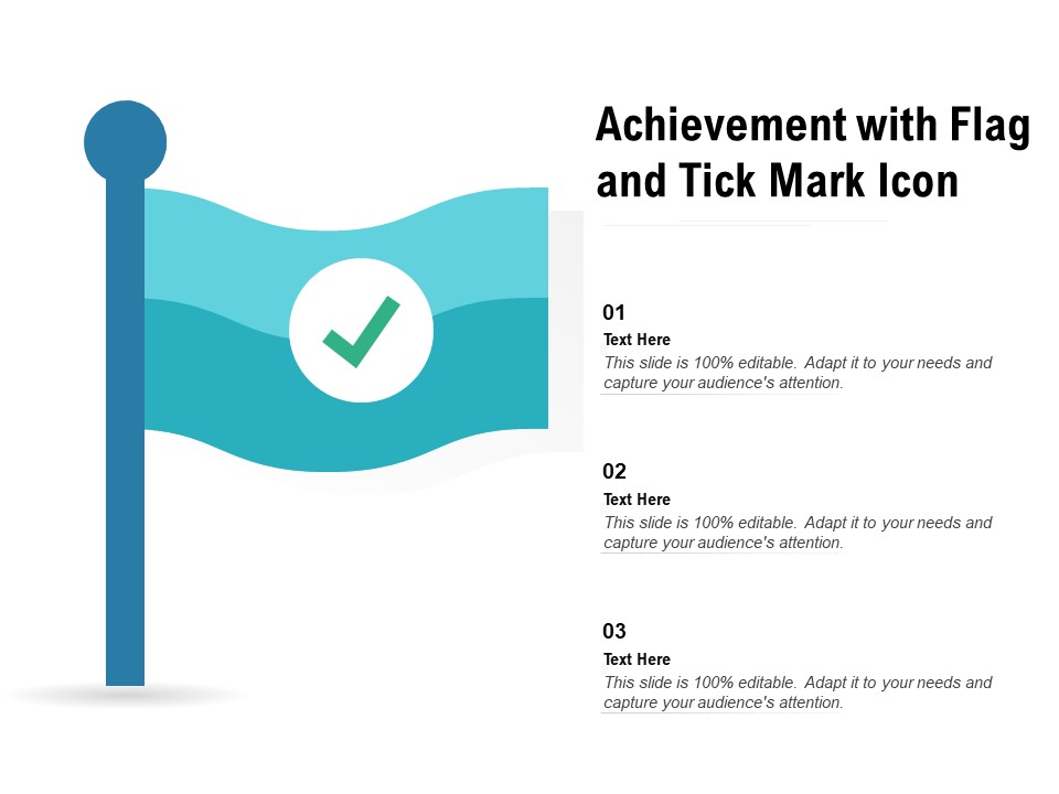 Achievement With Flag And Tick Mark Icon Ppt PowerPoint Presentation Inspiration Deck PDF