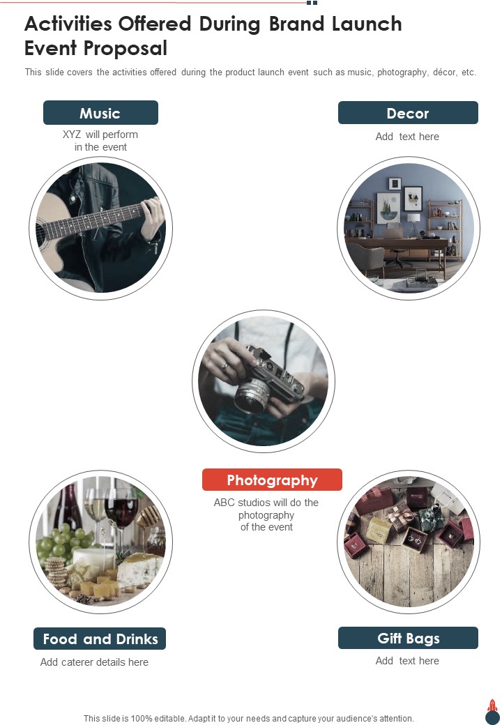 Activities Offered During Brand Launch Event Proposal One Pager Sample Example Document