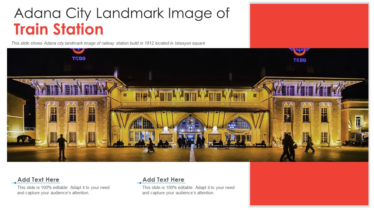 Adana City Landmark Image Of Train Station PowerPoint Presentation PPT Template PDF
