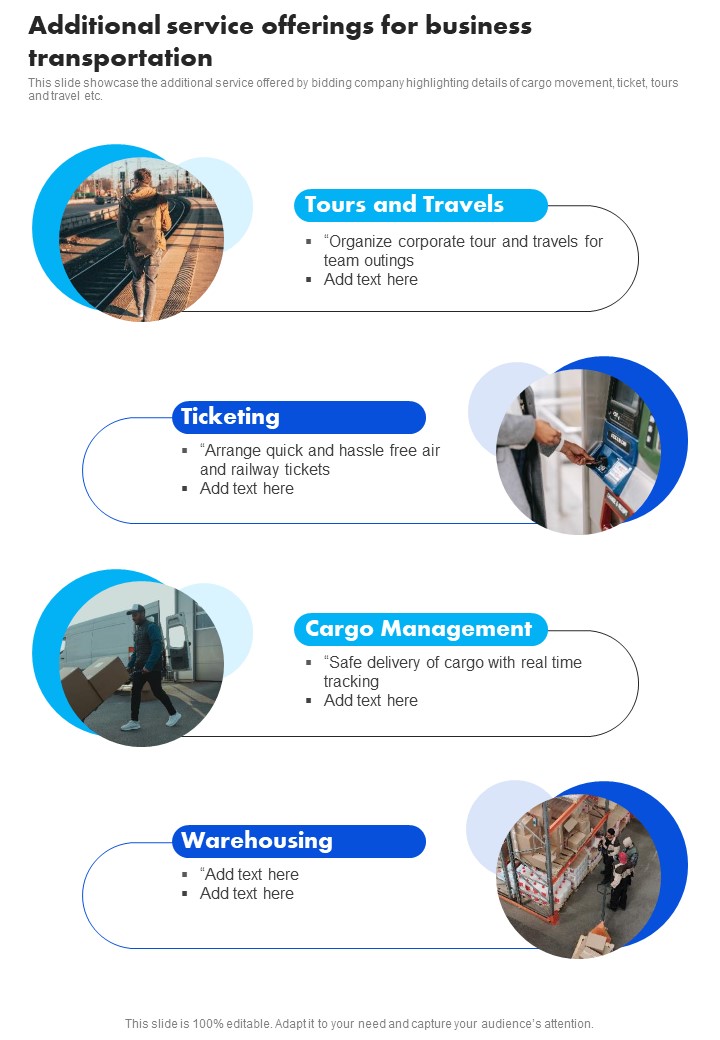 Additional Service Offerings For Business Transportation One Pager Sample Example Document