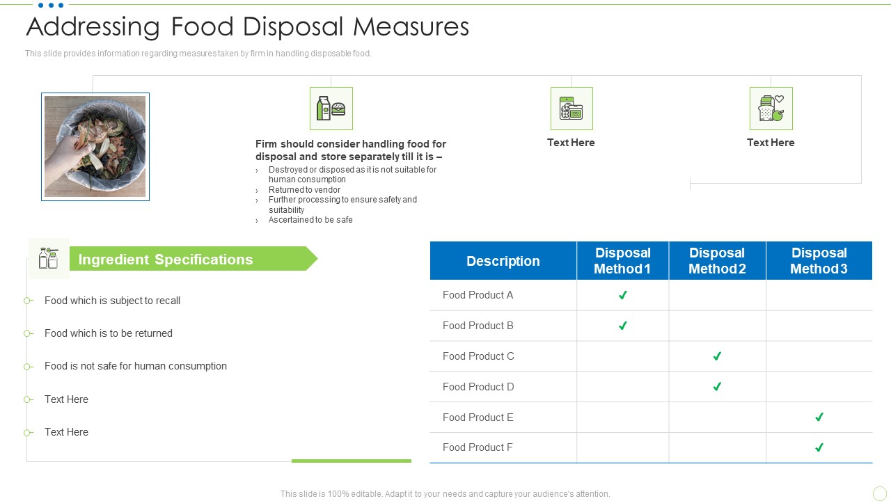 Addressing Food Disposal Measures Food Security Excellence Ppt Layouts Graphics Example PDF