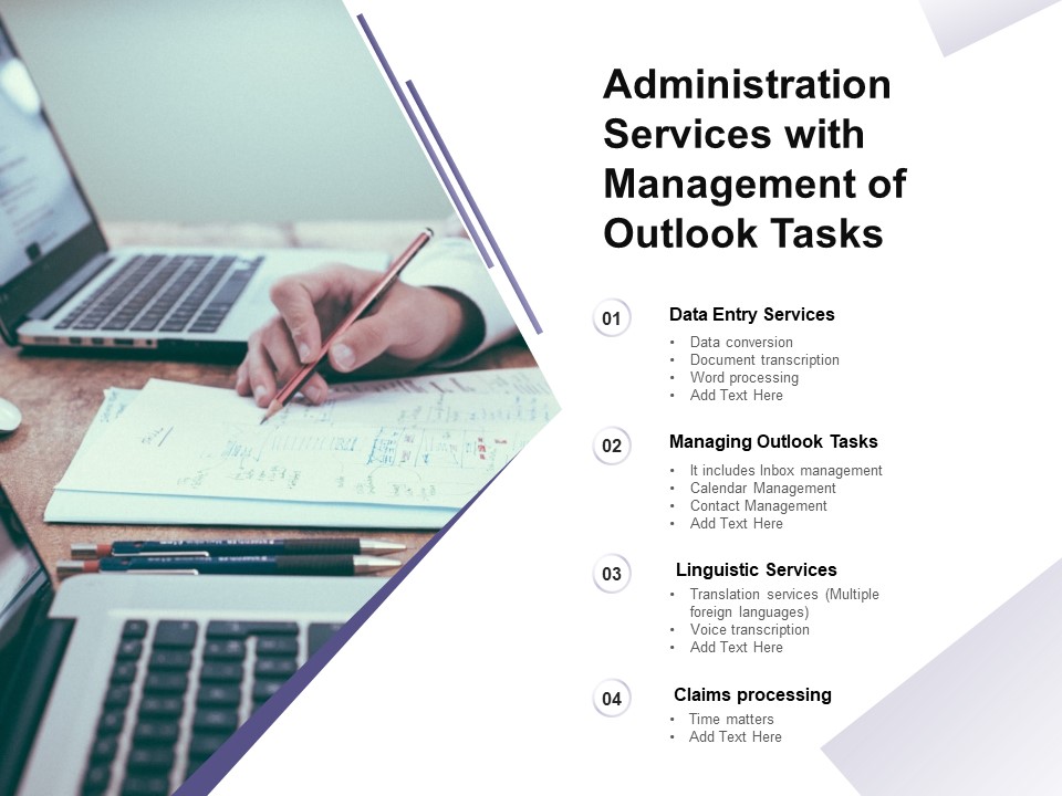 Administration Services With Management Of Outlook Tasks Ppt PowerPoint Presentation Show Examples
